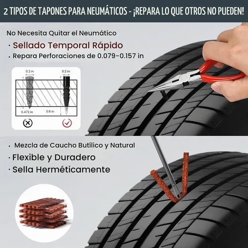 Vista 8 de ORCISH Kit de reparación de neumáticos, juego de 70 piezas, kit profesional de enchufes de neumáticos resistente, kit de parches de neumáticos