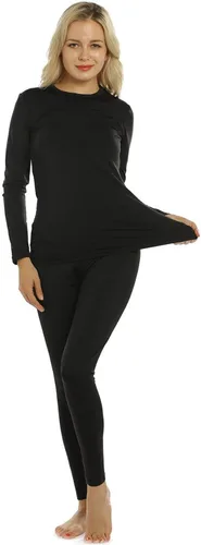 Vista 2 de Conjunto de ropa interior térmica para mujer, pantalones largos con forro polar, capa base suave y parte inferior