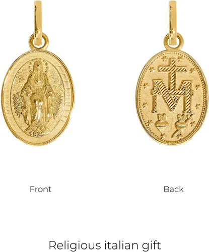 Vista 6 de forme di Lucchetta - pequeño dije colgante de medalla milagrosa de oro de 14 K - Fina joyería católica italiana - Dije para collar de la Bendita