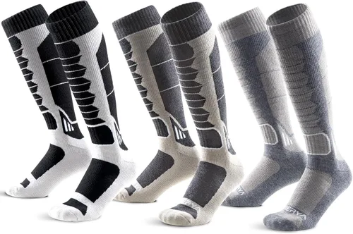 Vista 13 de Calcetines de lana de merino para esquí para hombres, mujeres y jóvenes - Calcetines térmicos de snowboard con amortiguación completa por encima