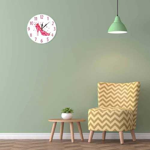 Vista 9 de The Geeky Days Reloj de pared con estampado de pétalos de rosa rosa con tacón alto y silencioso, arte de pared para mujer, dormitorio, femenino