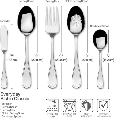 Vista 3 de Fitz & Floyd Fitz and Floyd Everyday Bistro Classic Cubiertos servicio de 45 piezas para ocho, gris, 5266453