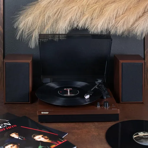 Vista 7 de Sharp RP-TT70 Tocadiscos de vinilo: Tocadiscos Bluetooth dual de 3 velocidades de 12 pulgadas con altavoces estéreo