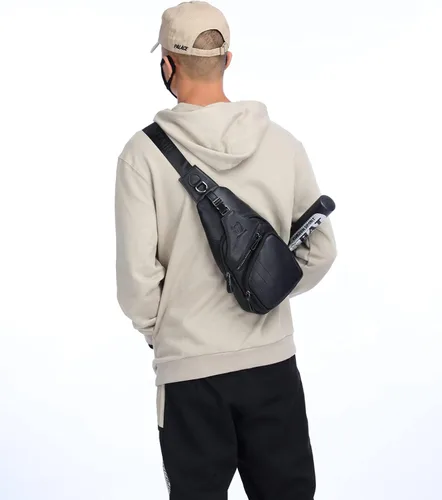 Vista 6 de BULLCAPTAIN Bolso bandolera de cuero genuino para hombre, estilo casual, multiusos, mochila de hombro, mochila de viaje para senderismo