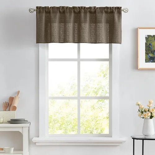 Vista 70 de Melodieux Cortinas de Niveles Semitraslúcidas Negras de 24 Pulgadas de Largo para Cocina, Cafetería, Dormitorio, Ventanas Pequeñas, Aspecto de Lino