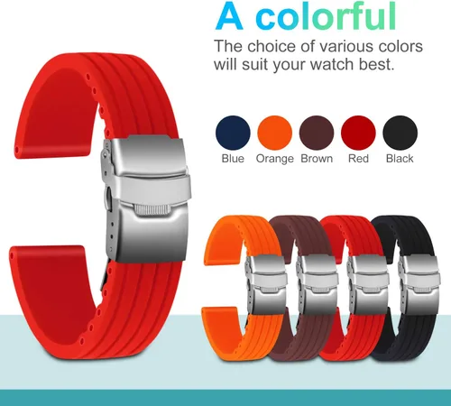 Vista 3 de Ullchro - Correa de silicona para reloj de pulsera, diseño con patrón de rayas, impermeable.