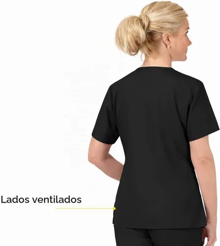Vista 5 de Wink Origins Bravo-Women's V-Neck Scrub Top Negro