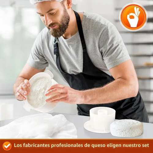 Vista 6 de Molde de queso - Kit de fabricación de queso 2 piezas - Suministros para hacer queso - Juego de queso para prensa - Paneer Maker - Ideal para quesos