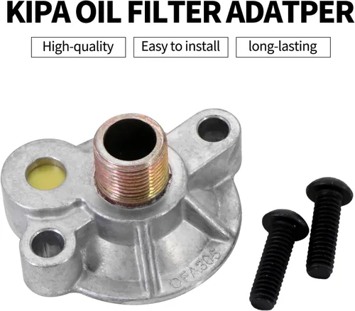 Vista 4 de KIPA Adaptador de filtro de aceite de repuesto para motores Chevy V8 de bloque pequeño SBC BBC Spin On Bypass 305 307 327 350 400 396 402 427 454#