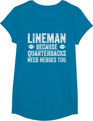 Vista 52 de Lineman Because Quarterbacks Need Heroes Camiseta de fútbol linieros S Negro