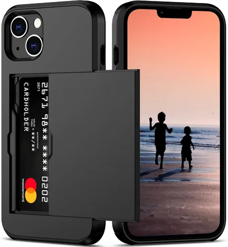 Vista 9 de Nvollnoe Funda para iPhone 14 con tarjetero [almacena 5 tarjetas] Funda tipo cartera de doble capa resistente a prueba de golpes con ranura oculta