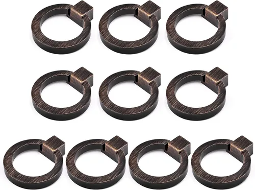 Vista 9 de Paquete de 10 pomos de gabinete de cocina, pomos dorados para cajones de aleación de zinc, tiradores redondos de anillo de cajón de 1.57 pulgadas