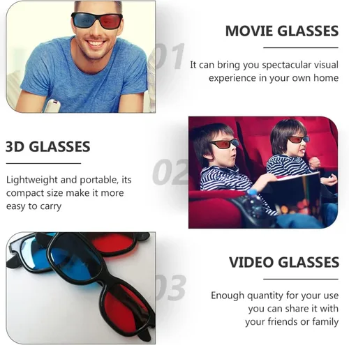 Vista 7 de Proyector 3D rojo, 20 unidades, 3 marcos, gafas de estilo 3D para juegos de películas en 3D, lentes de visualización 3D, computadoras portátiles