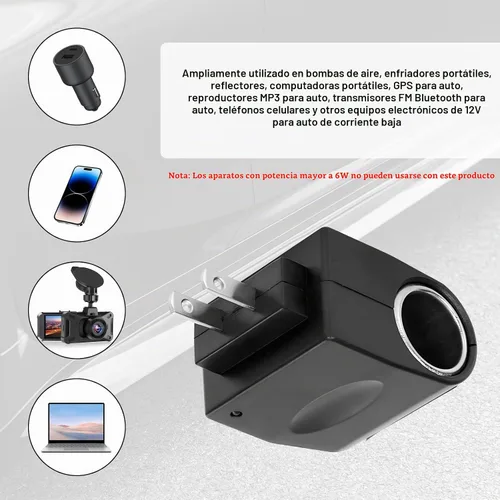 Vista 5 de Convertidor universal de CA a CC, DC 12 V 500 mA para encendedor de cigarrillos de coche, adaptador de enchufe de enchufe de pared para electrónica