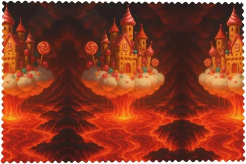 Vista 8 de Rectangular Placemats Set of 4, Heat Resistant Candy Castle Printed Kitchen Dining Table Mats