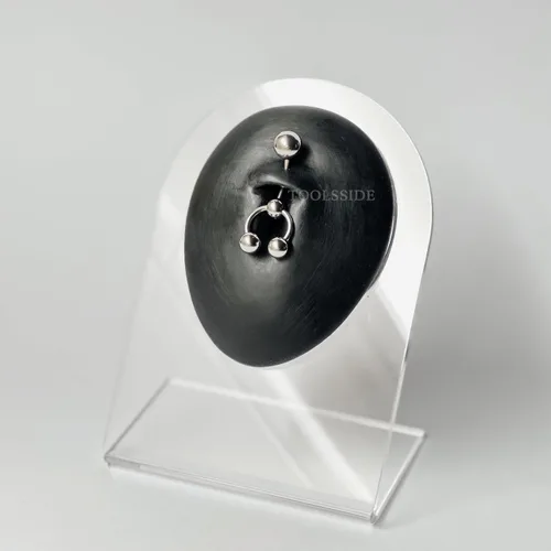 Vista 7 de VCH Jewelry - Piercing vertical con capucha para mujer, 4 bolas de acero quirúrgico, herradura y barra para piercing VCH, piercing genital curvado