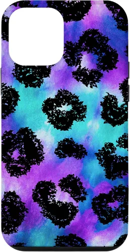 Vista 16 de iPhone 16 Purple Turquoise Black Leopard Tie Dye Print Cheetah Pattern Case