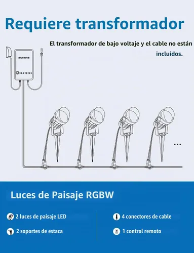Vista 6 de SUNVIE Luces de paisaje RGB de bajo voltaje que cambian de color, paquete