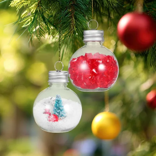 Vista 4 de Baluue 10 piezas de bolas de bebida de Navidad de 100 ml, adornos grandes de vaso de chupito de plástico transparente, adornos llenables para árbol