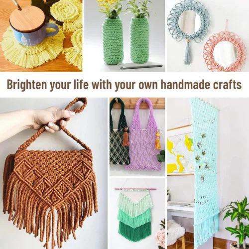 Vista 6 de Cordón de macramé de algodón natural grueso de 3mm x 109 yardas, cuerda de algodón trenzado de 4 hebras para macramé suave de color natural hecho a
