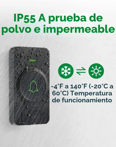 Vista 4 de AVANTEK Timbre de puerta inalámbrico, BA-11 resistente al agua, funciona con pilas, timbre que funciona a 1000 pies, kit de timbre de puerta