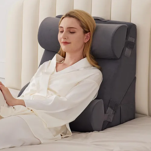 Vista 19 de BIEEZZK Juego de almohadas de cuña para después de la cirugía, almohada de cuña para reflujo ácido, almohada de cuña de cama con ajustable de 9 y 12