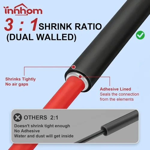 Vista 3 de innhom 400 tubos termorretráctiles, tubo termorretráctil, relación 3:1, forro adhesivo, juego de cables eléctricos, protección de aislamiento