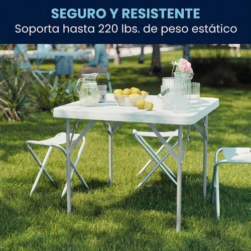 Vista 10 de Flash Furniture Mesas cuadradas de plástico plegables para eventos, juego de 12, color blanco granito