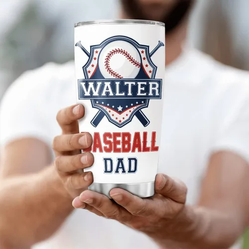 Vista 3 de CUBICER Vaso de café personalizado con tapa, vaso de béisbol con nombre, para amantes del deporte, tazas de viaje, taza de té grande con aislamiento