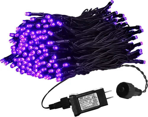 Vista 26 de weillsnow Luces de Halloween Moradas y Naranjas, 200 LED 66 Pies con Enchufe Luces de Cadena de Halloween Impermeables, 8 Modos con Memoria