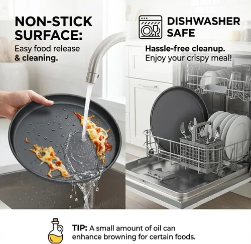 Vista 5 de MACONEE Sartén Crisper Universal para Microondas de 12 pulgadas/Utensilios de Cocina para Microondas Plato Crujiente Sartén, Cocina para Microondas
