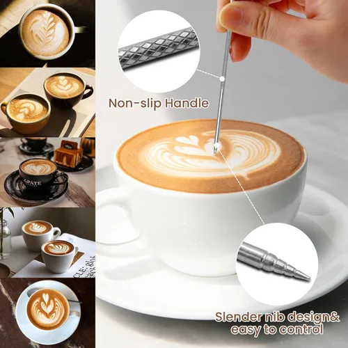 Vista 6 de Jarra para Espumar Leche, Dailyart 350ml/12oz Jarra para Espumar Leche de Acero Inoxidable 304 con Escala, Accesorios para Máquina de Espresso