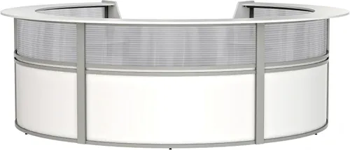 Vista 37 de Linea Italia Oficina curvada, transparente, fácil de montar, mostrador de recepción de 3 paneles para vestíbulo, salón, 142 x 71 pulgadas