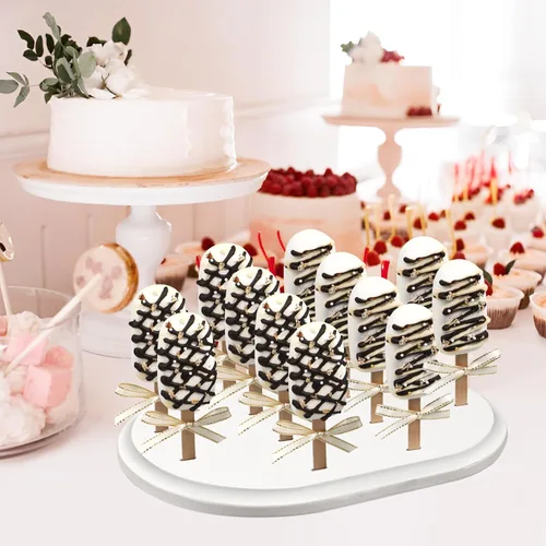 Vista 5 de Webake Cakesicle - Soporte para palitos de paletas, 12 unidades, soporte de madera para mesa de postres de boda, ducha, fiesta de cumpleaños