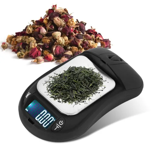 Vista 2 de Báscula digital de bolsillo electrónico portátil de 7.05 oz/0.00 oz, báscula de ratón óptica para computadora, herramienta de pesaje de té de joyería