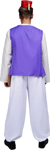 Vista 5 de Maxim Party Supplies Disfraz de Fez marroquí árabe para hombre para adultos, incluye sombrero, camisa, chaleco, cinturón, pantalones