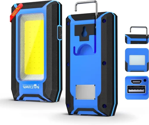 Vista 10 de WARSUN Luz de trabajo recargable LED de 2 piezas, luces de trabajo portátiles COB magnéticas, 40 W 1500 lúmenes, gancho colgante de metal, 3 modos
