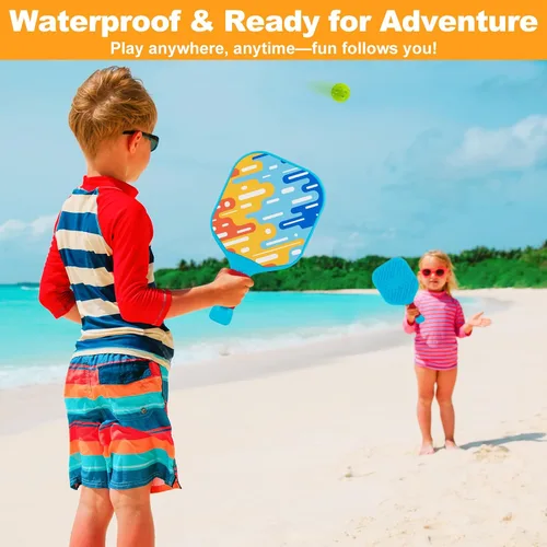 Vista 5 de Outdoor Toys for Kids Pickleball Paddles - Outside Beach Yard Games Toy for Kid Ages 4-5-6-7-8-12 Year Old Boys & Girls Gifts, Balls Set of 2