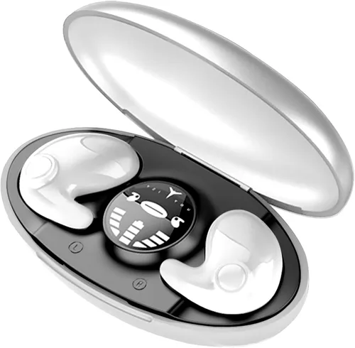 Vista 9 de Audífonos inalámbricos invisibles para dormir, audífonos para dormir de lado, micrófono integrado, auriculares para dormir con estuche de carga Negro