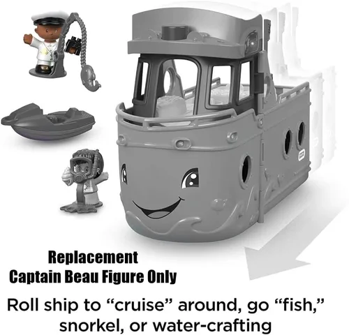 Vista 4 de Figura de repuesto del Capitán Beau con prismáticos para Fisher-Price Little People Travel Together Friend Ship Playset - FHD92