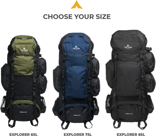 Vista 6 de Teton Explorer 75L Mochila con marco interno para senderismo, camping, mochileros, cubierta de lluvia incluida