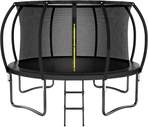 Vista 11 de Kiivakii Trampolín de 12, 14, 16 pies, trampolines grandes para exteriores para niños y adultos, trampolines recreativos con aro de baloncesto
