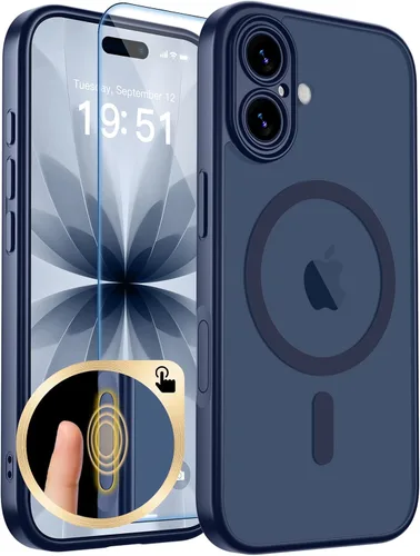 Vista 47 de zapica Funda magnética para iPhone Air, con protector de pantalla de vidrio templado, compatible con MagSafe, translúcida mate, a prueba de golpes