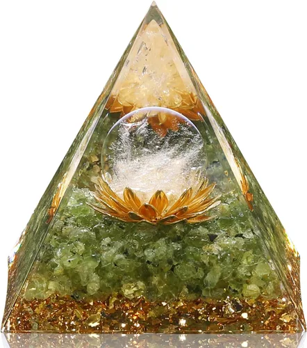 Vista 15 de Hopeseed Pirámide de cristal de orgón para energía positiva, flor de la vida, cristales curativos de amatista de orgonita pirámide para reducir