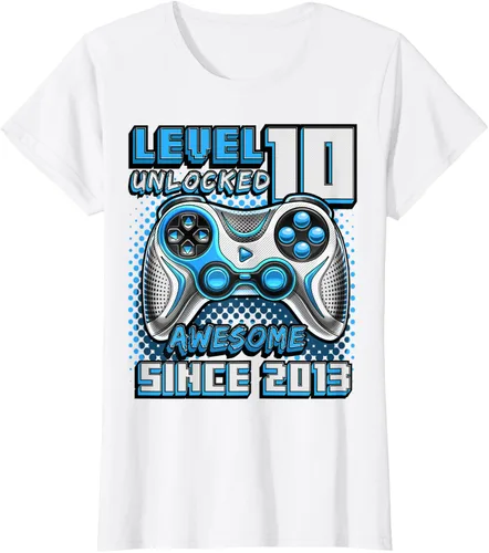 Vista 19 de Level 10 Unlocked Awesome 2013 Video Game 10th Birthday Boy T-Shirt, Negro