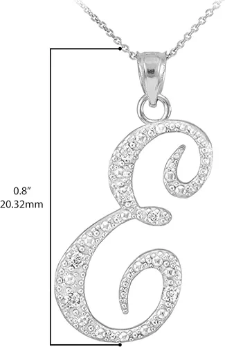 Vista 4 de Collar con colgante de letra E de plata de ley 925 con tachuelas de letra E