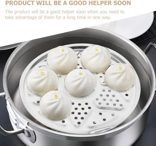 Vista 9 de 2 platos de acero inoxidable para cocinar al vapor para uso en la cocina