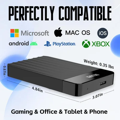 Vista 3 de YOTUO - Disco duro externo portátil de expansión de almacenamiento HDD móvil USB 3.0 USB-C para PC, Mac, ordenador de escritorio, portátil, PS4