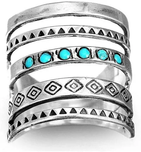 Vista 3 de PULABO - Anillo de plata para mujer, hecho a mano, tallado, joyería de regalo, conveniente