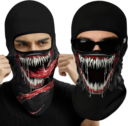 Vista 12 de Pasamontañas 3D, máscara de cara completa, resistente al viento, máscara de esquí con calavera táctica para motocicleta, ciclismo, Halloween 4